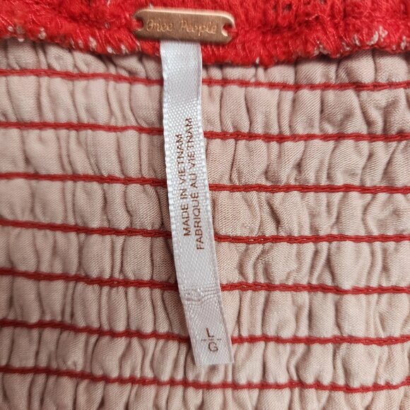 Free People Red Crochet Strapless Dress With Tie Detail Size L - Picture 9 of 16